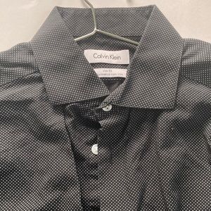 Calvin Klein Performance Slim-fit Non-Iron French-cuff (15.5 x 32/33) Black